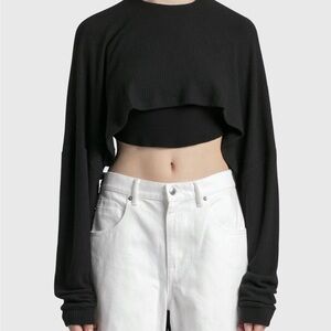 Joah Brown Black Cropped Sweatshirt